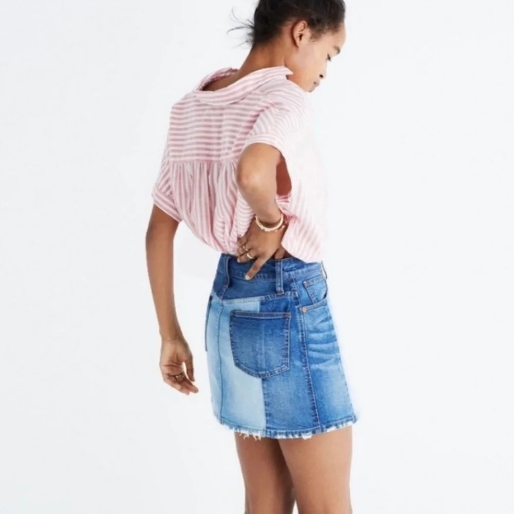 Madewell Pieced McCarren A-Line Denim 2-Tone Jean Skirt Size 29
